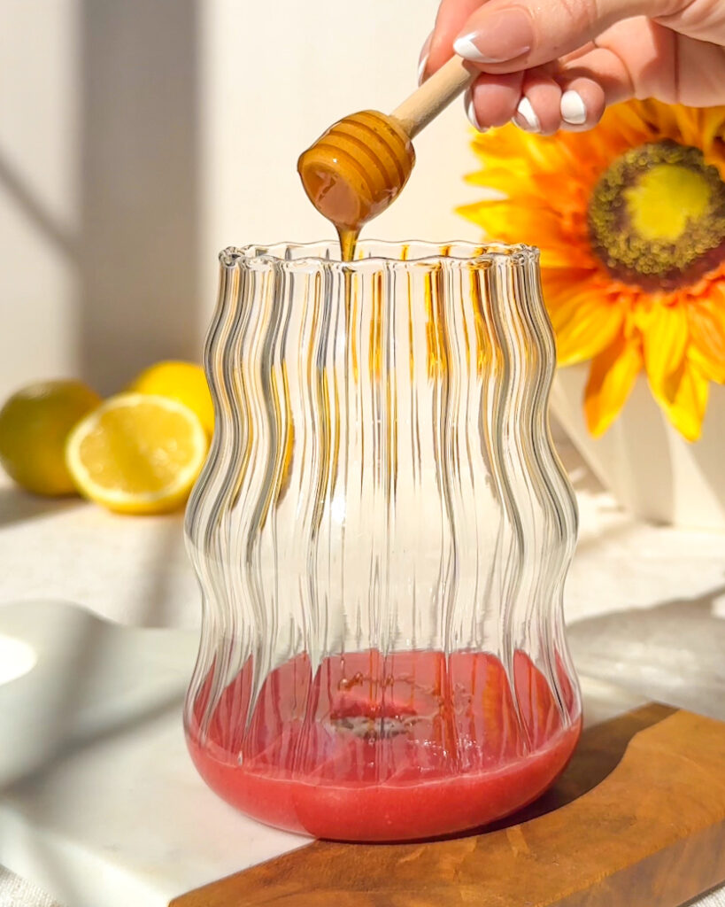 drizzling honey for all natural strawberry electrolyte drink