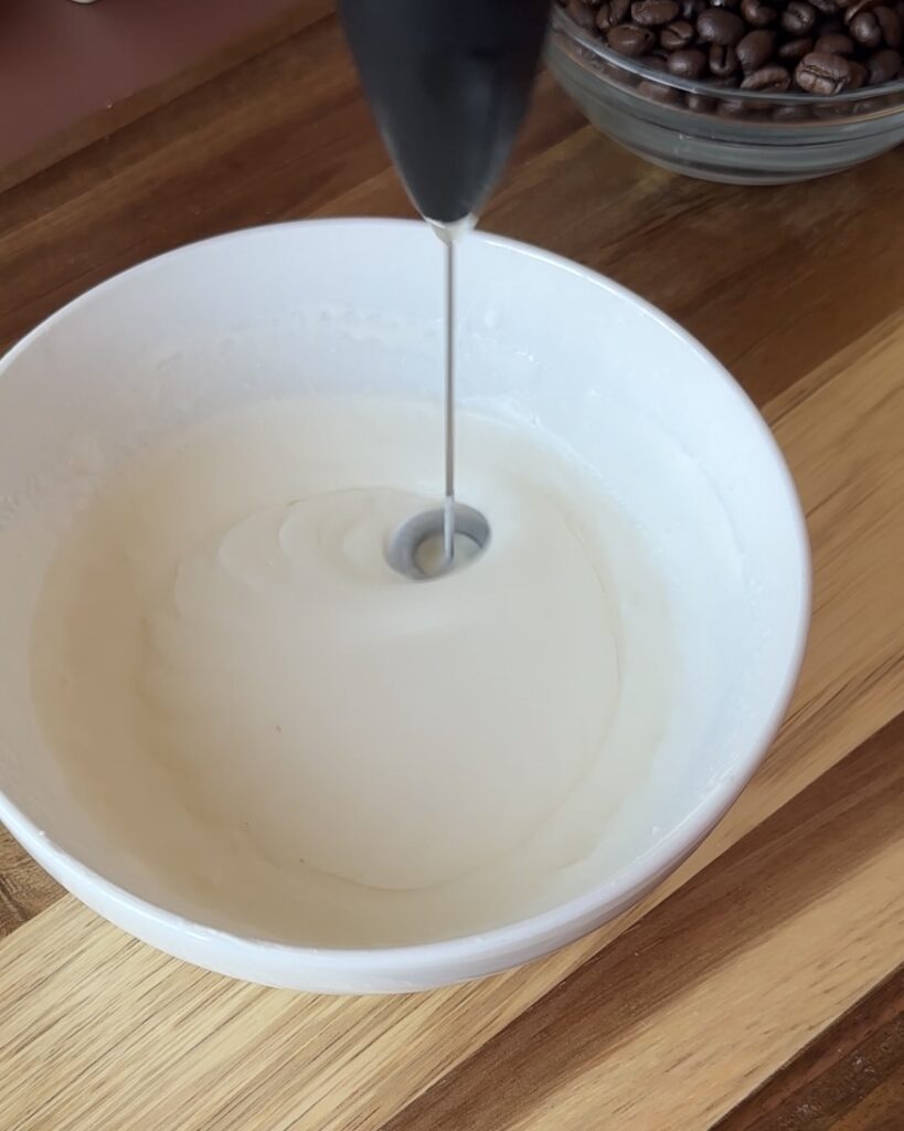 whisking mascarpone cold foam for tiramisu cold brew iced coffee